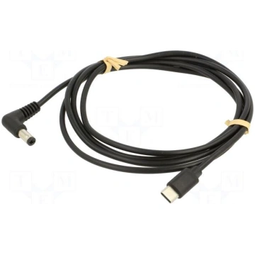Cable | USB C plug,DC 5,5/2,5 plug | angled | blac