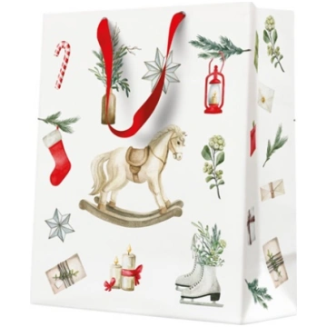 BAG GIFT CHRISTMAS WHITE 20X25CM AGB2014203 (59063