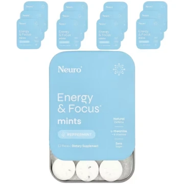 NeuroGum, Energy & Focus Mints, Peppermint, 12 Pac