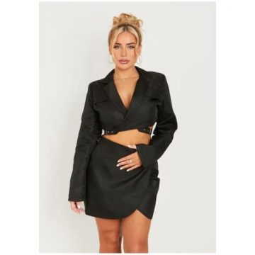 Wrap Detail Utility Cropped Blazer