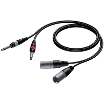 Kabelis Procab Jack 6.3mm X2 - Xlr X2 3m Melns (ca