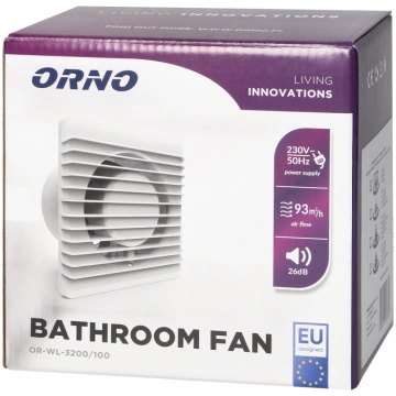 Bathroom fan 100mm, wall-mounted, silent Ornobalti