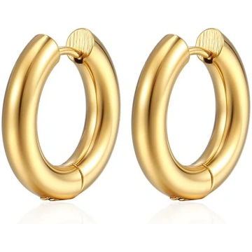 Punk Stainless Steel Plain Ring Round Hoop Earring