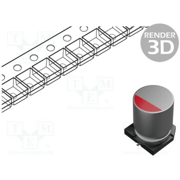 Capacitor: polymer; low ESR; H: 9.7mm; 820uF; 6.3V
