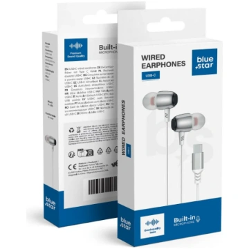 Wire earbuds USB C (DAC) Blue Star M09C 1.2 m whit
