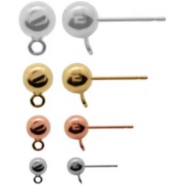 Brass/Stainless Steel Ball Stud Post Earrings 3mm,