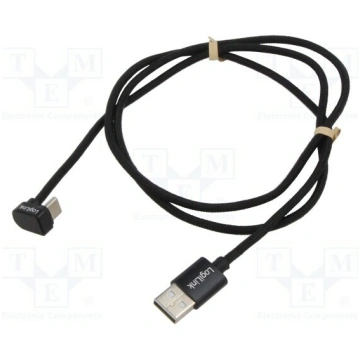 Cable; USB 2.0; USB A plug,USB C angled plug; 1m; 