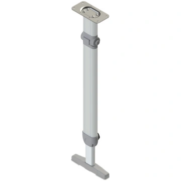 Folding table leg, foldable at the top with foot