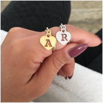 Anello CUORE & INIZIALE - Silver / V