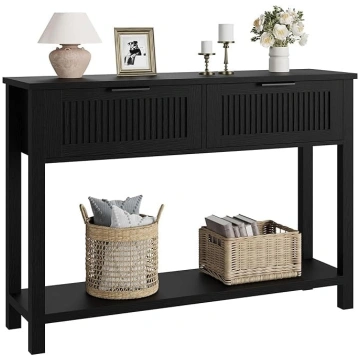 Garvee Modern Fluted Console Table with 2 Drawers 