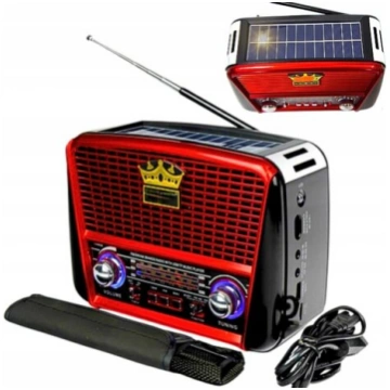 Retro radio uztvērējs ar saules enerģiju uzlādējam