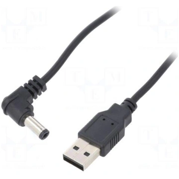 Cable | USB A plug,DC 5,5/2,1 plug | black | 0.5m 