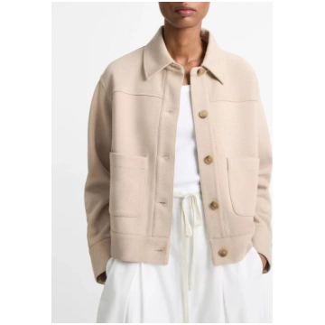 Vince Double Face Cropped Jacket Light Sandbar