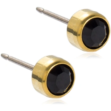 Blomdahl Golden Titanium Bezel Black Earing 5mm