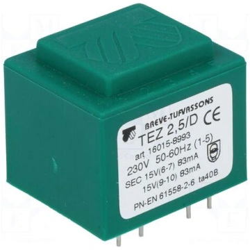 Transformer: encapsulated | 2.5VA | 230VAC | 15V |