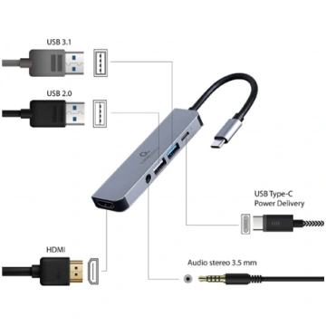 Cablexpert USB Type-C 5-in-1 multi-port adapter (H