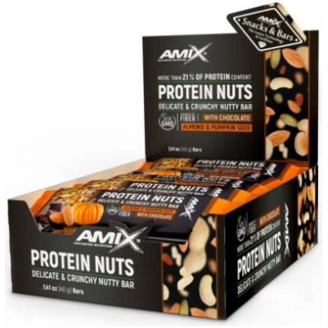 AMIX Protein Nuts Crunchy Nutty Bar 15x40g, Almond