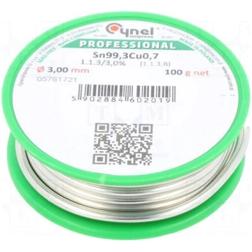 Tin | lead free | Sn99,3Cu0,7 | 3mm | 100g | reel
