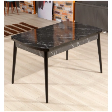 Izvelkams pusdienu galds, Hanah Home, melns Balts,