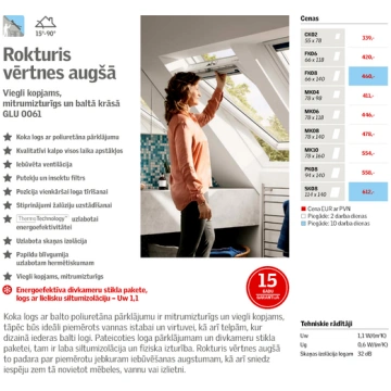 VELUX Jumta logs GLU 0061 MK10 Balts Poliuretāna p