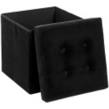 Atmosfēra Adaline Black stepēts pufs 38x38 cm [Atm