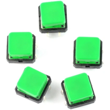 Tact Switch 12x12mm with cap - square green - 5 pc