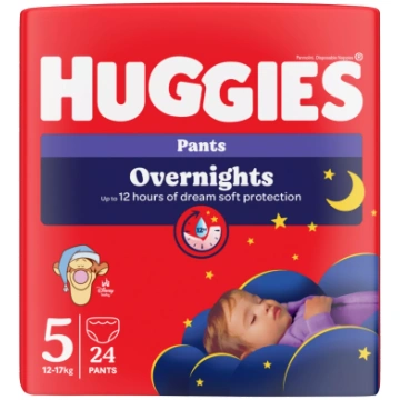 HUGGIES Overnight nakts 5, 12-17kg biksītes, 24 ga