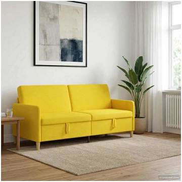 Sofas ar uzglabāšanu gaiši dzeltena 192 x 78 x 87 