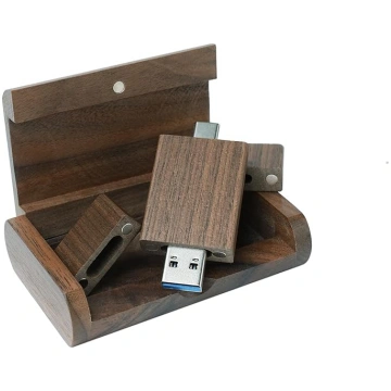 Yaxiny Walnut Wood Box USB C zibatmiņas disks 128G