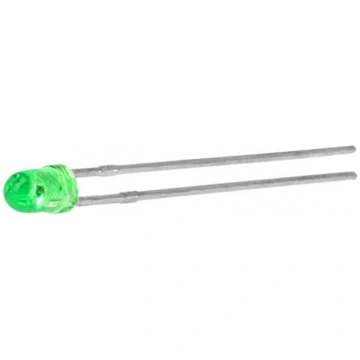 LED; green; 3mm; 20÷60mcd; 34°; Front: convex; 2.2
