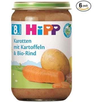 HiPP bioloģiskie burkāni ar kartupeļiem un bioloģi