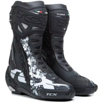 RT-RACE MEN'S MOTORCYCLE BOOTS BLACK/WHITE/GR
