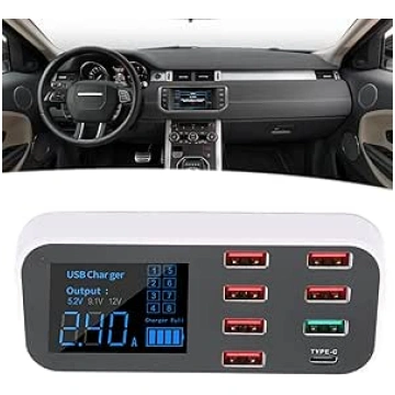 Multi USB auto lādētājs, 40W 8 porti QC3.0 ātrais