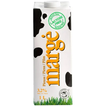 Piens Margė UHT 3,2% 1 l — ilgi glabājams, ultrapa