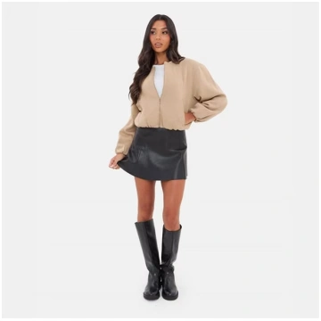 Women's Bubble Hem Long Sleeve Bomber Jacket