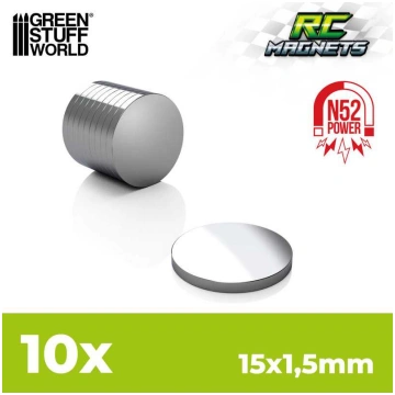 Neodymium Magnets 15x1,5mm - 10 units (N52) Green 