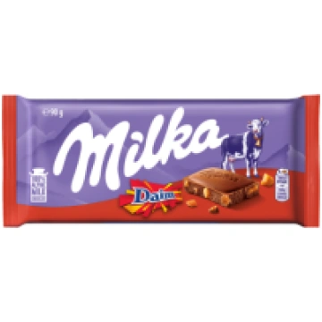 MILKA DAIM Piena šokolāde ar kraukšķ. mandeļu kara