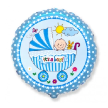 Foil balloon 18" FX - "Trolley for boy" blue