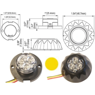 AXIXTECH LED horizontal signal lighthead, yellow ø
