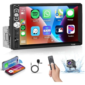 Podofo Carplay 1Din auto radio ar 7 collu ekrānu B