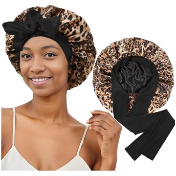 Satin Sleep Bonnet - Leopardato-Nero