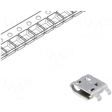 Socket | USB B micro | on PCBs | SMT | horizontal 