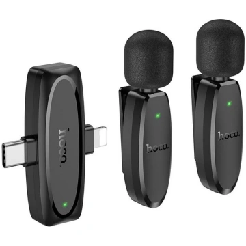 Bezvadu Mikrofons 2x Hoco L15 - USB-C+Lightning, B