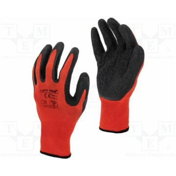 Protective gloves; Size: 10; black-red; latex,poly