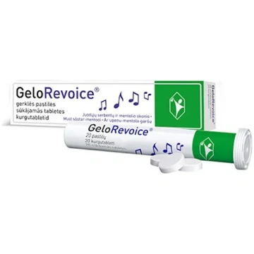 GELOREVOICE upeņu-mentola sūkājamās tabletes N20