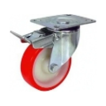 Swivel wheel fr.brake 80mm urethane