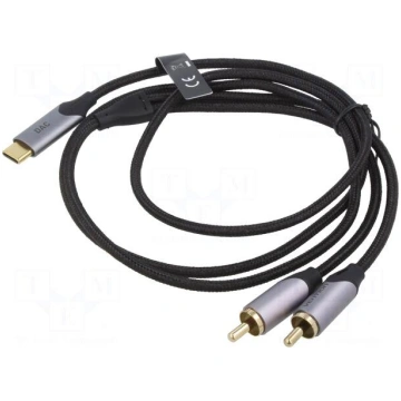 Cable | RCA plug x2,USB C plug | gold-plated | 2m 