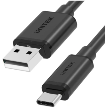 UNITEK USB KABELIS USB-A — USB-C 25 CM, Y-C480BK