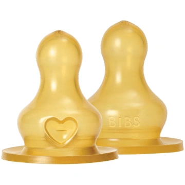 BIBS - Baby Bottle Nipple Round Latex - 2 pack - S
