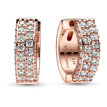 Pandora Timeless riņķa auskari ar divām Pavé rindā